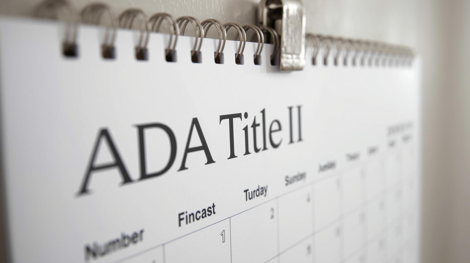 Callendar titled ADA Title II