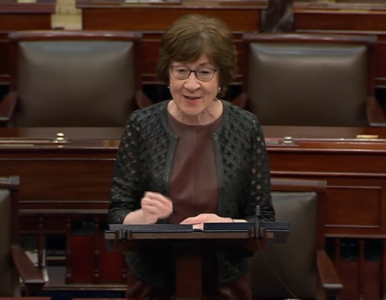 Senator Susan Collin speaking bout the We Can't Wait Act