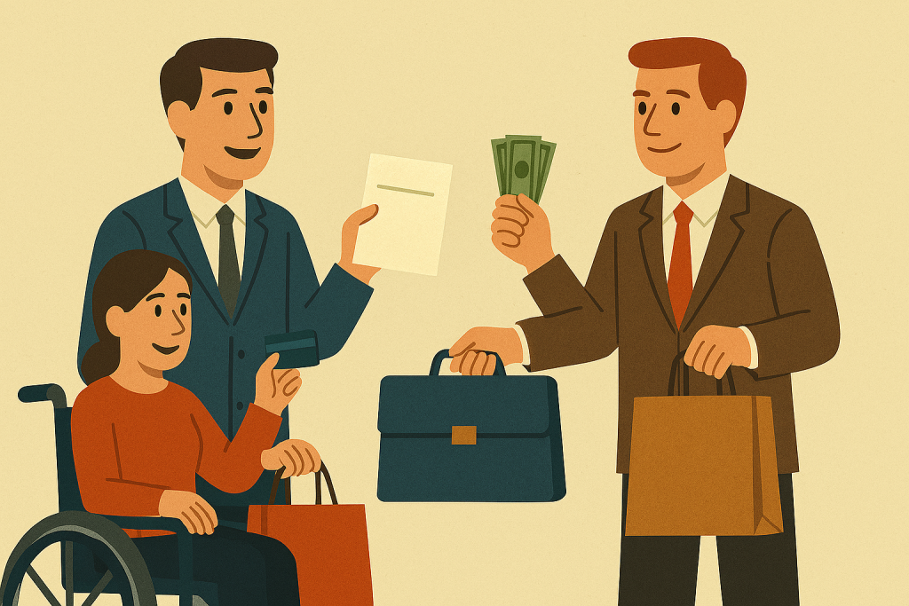 Business people doing business. 