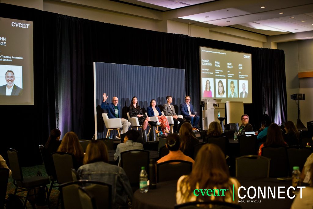 CVENT Connect 2026 Panel. Stephen Cutchens, Rachael Josephsen, Paige Marg, Mark Miller, John Sage.