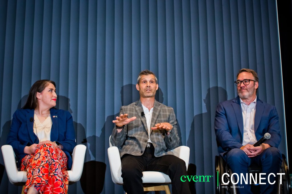 CVENT Connect 2026 Panel. Pictured: Paige Marg, Mark Miller, John Sage.
